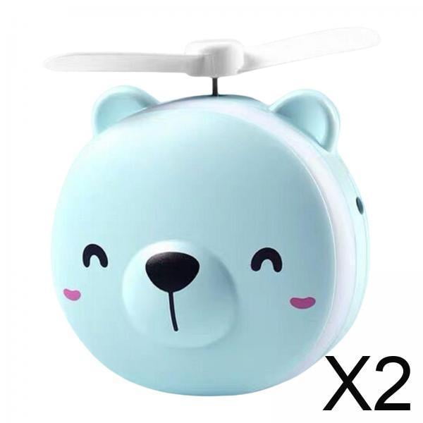 2xEspejo De Maquillaje De Viaje Con Función De Ventilador Espejo De Bolso Para Picnic Oficina Viajes Azul