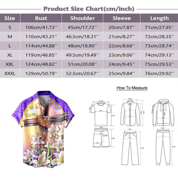 Wyzesi Blue Shirt Boys Long Sleeve Mens Easter Short Sleeved Shirt Festive Relaxed and Comfortable Style All Over Printed Short Sleeved Shirt