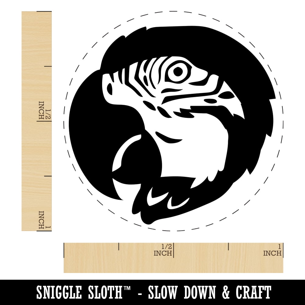 Macaw Parrot Bird Head Self-Inking Rubber Stamp Ink Stamper - Red Ink - Medium 1 Inch