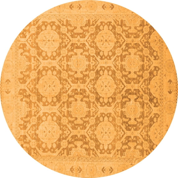 Ahgly Company Indoor Round Oriental Orange Traditional Area Rugs, 6' Round