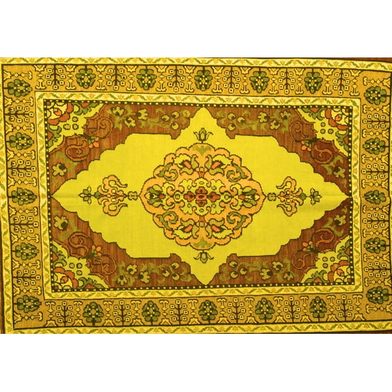 Ahgly Company Indoor Rectangle Persian Yellow Traditional Area Rugs, 2' x 3'