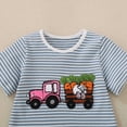 thumbnail image 2 of Kaprioy Baby Boy Easter Outfits Toddler Boys Summer Clothes Short Sleeve Easter Rabbit Truck Embroidery T-Shirt Striped Solid Shorts 2Pcs Set, 2 of 6