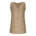 thumbnail image 5 of Womens Cotton Linen Vests, Sleeveless Shirts for Women Summer Casual Vintage Solid Color Button Down Dressy Blouses Tank Tops, 5 of 6