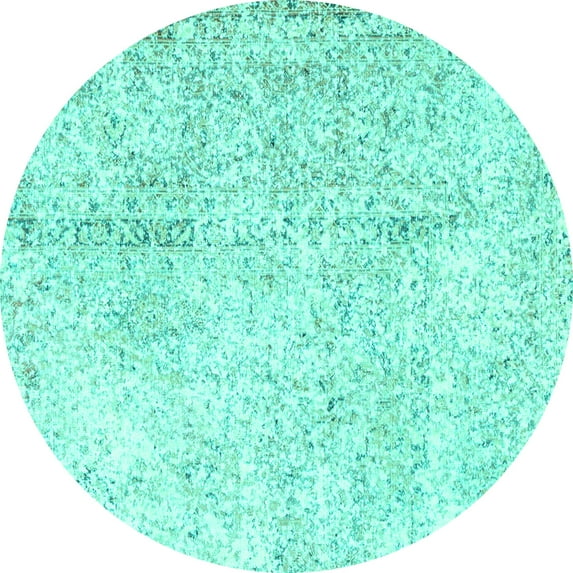 Ahgly Company Indoor Round Persian Turquoise Blue Traditional Area Rugs, 7' Round