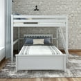 thumbnail image 2 of Plank+Beam Solid Wood Bunk Bed, L Shaped Full-Over-Full Bed Frame with Ladder on End, White, 2 of 8