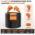 thumbnail image 6 of 50 FT 50 Amp RV/EV Extension Cord Outdoor with Grip Handle, 4 Prong Flexible Heavy Duty 6/3+8/1 Gauge STW RV Power Cord Waterproof, NEMA 14-50P to 14-50R, ETL Listed, 6 of 8