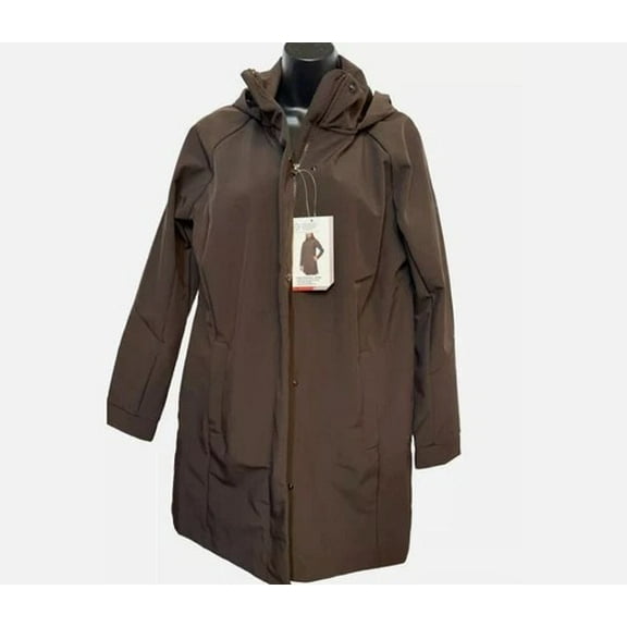 Mondetta Women's Long Softshell Hooded Jacket, Brown, Large