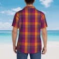 thumbnail image 4 of Disketp Orange and Purple Plaid Hawaiian Shirts for Men,Mens Casual Short Sleeve Button Down Shirts Beach Shirt,X-Large, 4 of 7