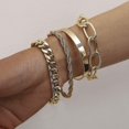 thumbnail image 1 of Delicado juego de pulseras de cadena de plata y oro boho para mujer, ajustable, de moda, con cuentas, cadena de cable plana gruesa, pulseras punk, joyería para mujeres, niñas, regalo Se, 1 of 4