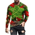 thumbnail image 3 of UVEASISHA Ventes Aujourd'hui T-Shirts de Noël à Manches Longues pour Hommes Grande Taille T-Shirts Graphiques à Imprimé de Noël T-Shirts Fantaisie Décontractés à Col Rond Hauts Mode Urbaine Cool Rouge TTG, 3 of 6