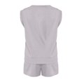 thumbnail image 6 of LSONABXA Grey Baseball Caps for Women Under $15 Women's Cap Sleeve Crewneck Top & Drawstring Short Outfit Two Piece Set T Shirt And Short, 6 of 6
