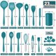 thumbnail image 2 of Juego de utensilios de cocina E-far, 23 piezas de silicona azul con soporte, 2 of 7