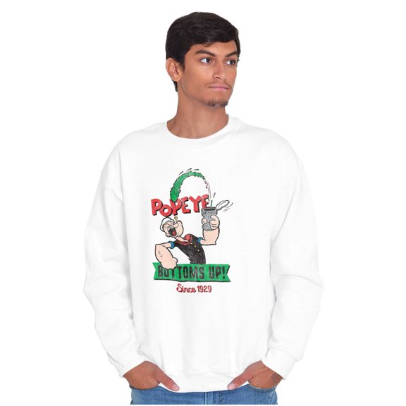 Popeye Bottoms Up Since 1929 Funny Sweatshirt for Men or Women Brisco Brands M