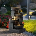 thumbnail image 5 of Haverchair 21.9" Outdoor Water Fountain with LED Lights, 4-Tier Bowl and Stacked Stones Garden Fountain, Modern Cascading Waterfall Fountains for Garden, Patio, Backyard, Porch and Home Decor, 5 of 8