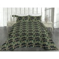 thumbnail image 2 of Ambesonne Jungle Quilted Bedspread Set 3 Pcs, Wild Scene of Leopards Print, King, Forest Green and Marigold, 2 of 4