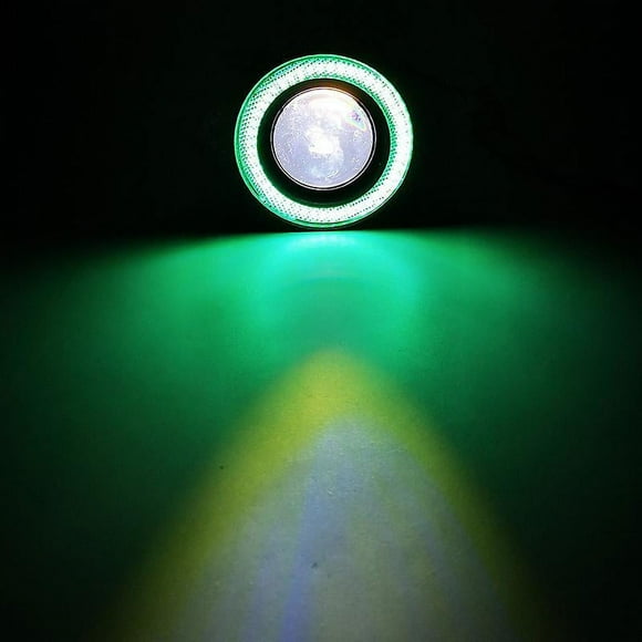 2-Piece Car Fog Lights, Angel Eyes Halo, Round Ring, LED Headlights, Universal Green Driving Lamp