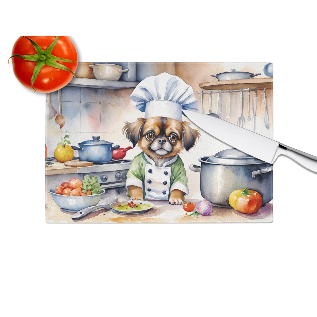Tibetan Spaniel The Chef Glass Cutting Board 12 in x 15 in