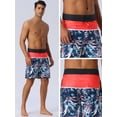 thumbnail image 5 of DARING DIVA Men's Elastic Waist Drawstring Hawaiian Print Athletic Swim Trunks 36 Black Red, 5 of 6