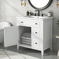 thumbnail image 2 of 30" Bathroom Vanity Cabinet with Sink Top,1 Door,2 Drawers Vanity Cabinet,Solid Wood Frame for Small And Medium Restroom Freestanding Vanity Cabinet, 2 of 9