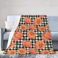 thumbnail image 4 of Autumn Pumpkins with Black and White Gingham Throw Blanket Super Soft Lightweight Thanksgiving Day Flannel Blanket for Sofa Couch Bed,Ultra Warm Cozy Blankets for All Seasons 60"X50", 4 of 6