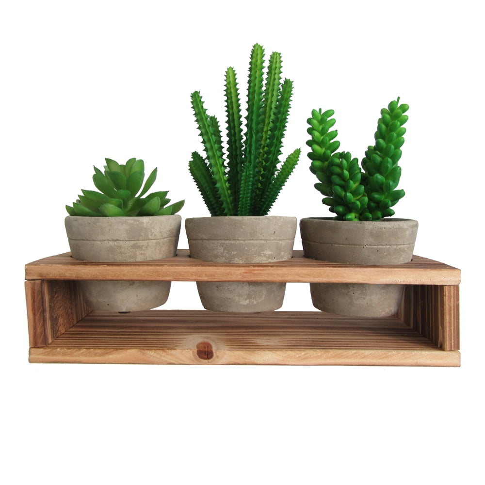 Artificial Succulent 3 Pieces Assorted Potted Fake Green Plant in Cement Pot