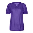 thumbnail image 4 of Pompotops T-Shirt Décontracté Mode Col en V Couleur Unie Manches Courtes Ample pour Femmes, 4 of 4
