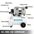 thumbnail image 3 of VEVOR 6.6 Gallon, Portable Air Compressor 1 HP, Oil Free, Steel Tank 750W, Pancake 115 Psi, Ultra Quiet for Home Repair, Tire Inflation, 3 of 9