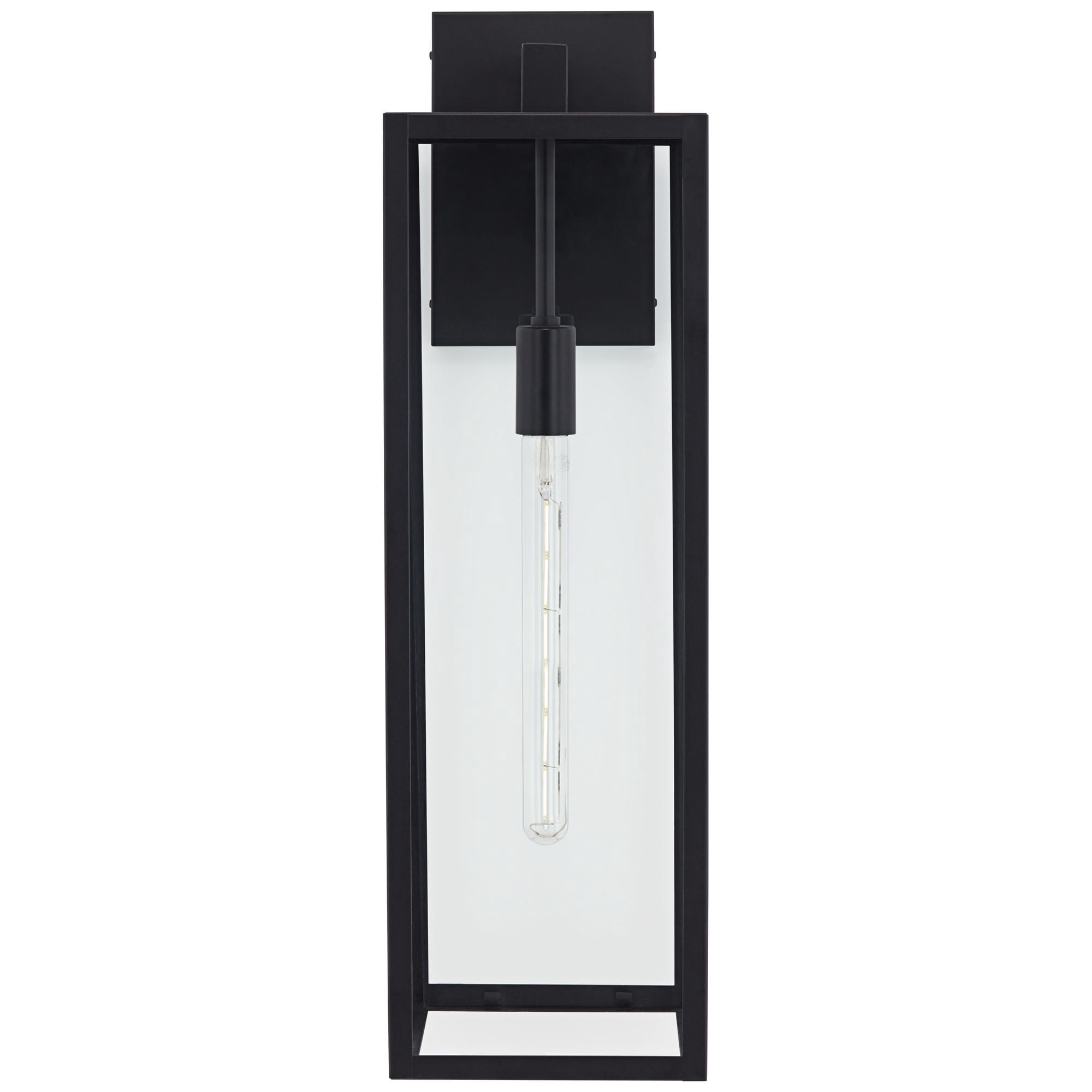 John Timberland Modern Industrial Outdoor Wall Light Fixture Mystic Black 27" Clear Glass Panels for Exterior Barn Deck House Porch Yard Patio Garage