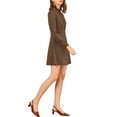 thumbnail image 4 of INSPIRE CHIC Women's Gingham Print Ruffle Mock Neck Button Down Long Sleeves Dresses XL Brown, 4 of 8