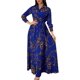 thumbnail image 3 of Vestido maxi casual de mujer manga 3/4 estampado floral cuello en V vestido de fiesta suelto otoño, 3 of 5