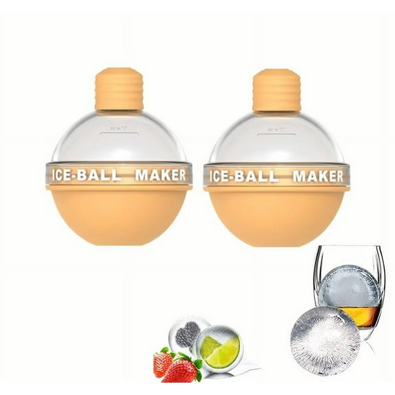 2 Pack Ice Ball Mould, Silicone Ice Hockey Molds, Make 2.5 inch Ice Cube Balls - Great for Whiskey and Scotch(Yellow)