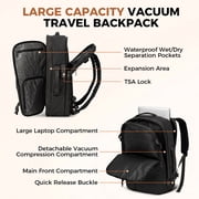 Fegat Vacuum Backpack for Travel,New Upgrade 60L Expandable Compression Bag with One-Button,Pump & TSA Lock,Vacuum Seal Backpack Flight Approved,Carry on Backpacks for Travel Business