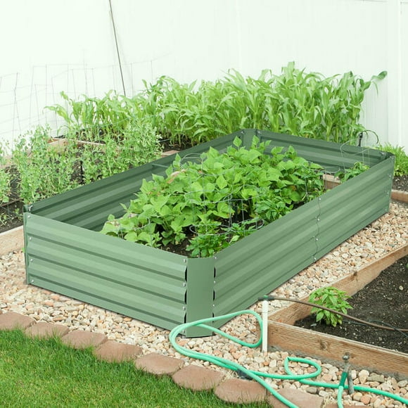 Metal Raised Garden Bed , 6 x 3 x 1ft Backyard Weather-resistant and Anti-rust Planter Box for Growing Vegetables Flowers Herbs