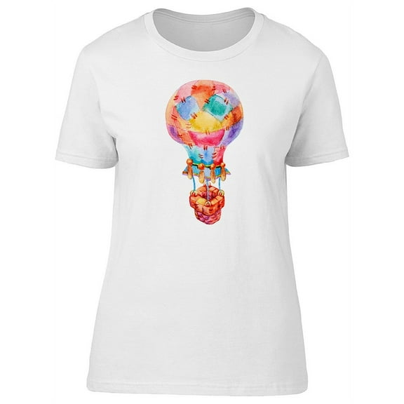 Hot Air Balloon In Watercolor T-Shirt Women -Image by Shutterstock, Female x-Large