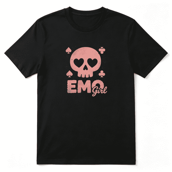 Emo Skull Heart Slogan Cool Graphic Tee for Women, Playful Party Cotton Short Sleeves T-Shirt