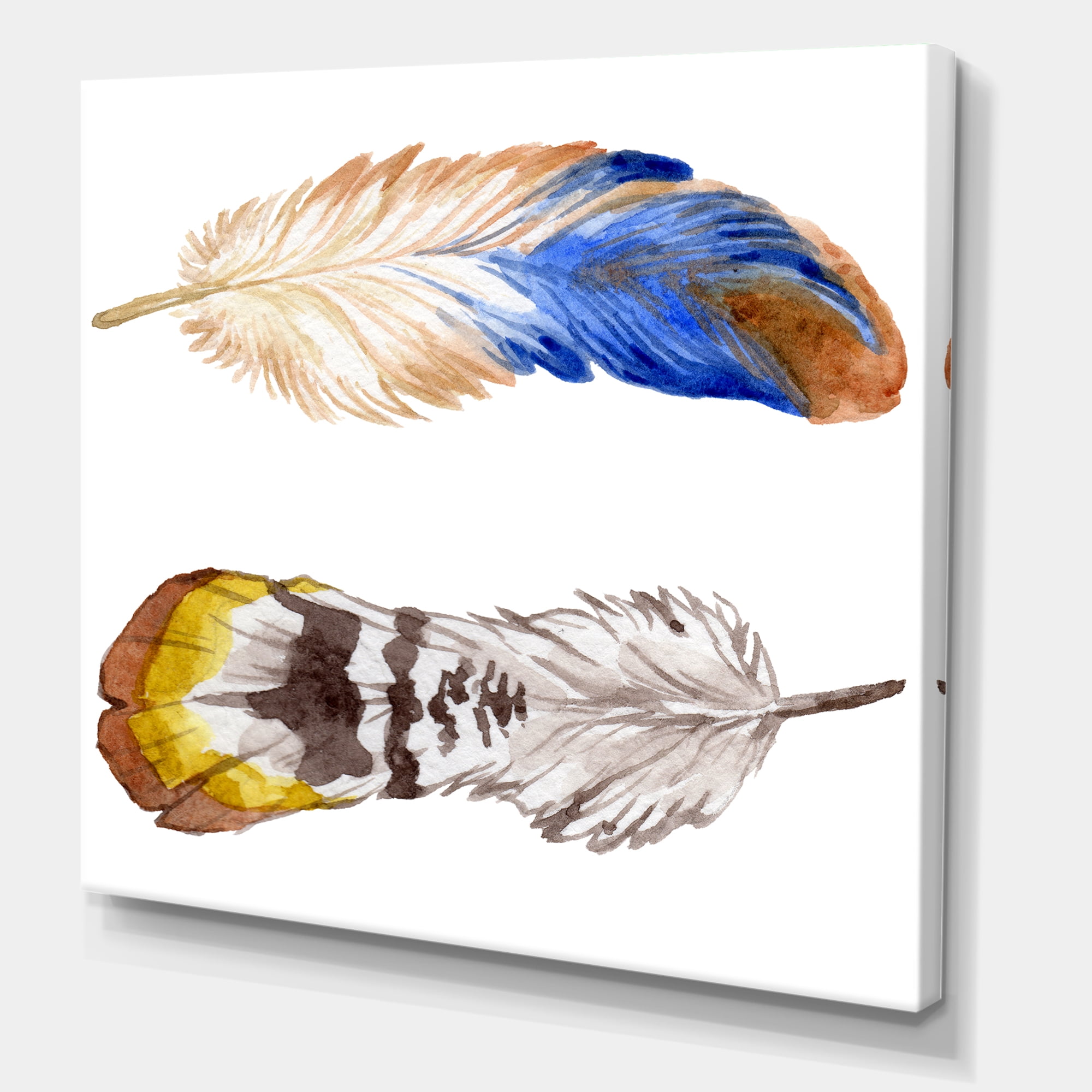Designart ' Colourful Boho Art Feather Set III ' Bohemian & Eclectic Canvas Wall Art Print