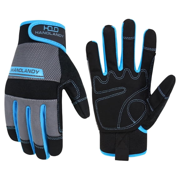 Work Gloves Men & Women, Utility Mechanic Working Gloves Touch Screen, Flexible Breathable Yard Work Gloves (Medium, Grey)