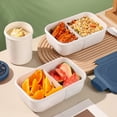 thumbnail image 3 of Adult Bento Box Singles Layer Microwaveable Plastic Sealed Lunch Box with Lid Leak Proof Compartment Lunch Box with Cutlery Set Lunch Box + Soup Cup + Spoon, 3 of 6