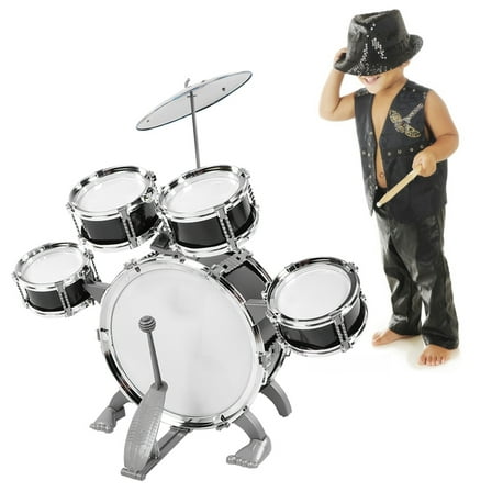 OTVIAP Junior Drum Set Children Drum, Musical Instrument Drum Set, For Beginners Baby Black