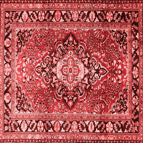 Ahgly Company Indoor Square Medallion Red Traditional Area Rugs, 8' Square