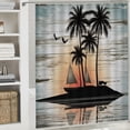 thumbnail image 6 of Orinice  Country Nature Summer Shower Curtain for Bathroom,Butterfly and Palm Tree Saioat Fabric Shower Curtain with Hooks,Vintage Wood Board Bathroom Curtain Shower Set,  69x72, 6 of 7