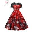 thumbnail image 2 of Vestido de fiesta de Navidad para mujer, vestido Vintage de encaje de manga corta para invierno, ropa de noche de Navidad elegante 2022, 2 of 5