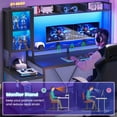 thumbnail image 6 of SEDETA Gaming Desk, 60'' Gaming Desk with Hutch and LED Lights, Computer Desk with Storage Shelves, Large PC Gamer Desk with Display Cabinet, Monitor Stand, Power Outlet for Home Office, Black, 6 of 8