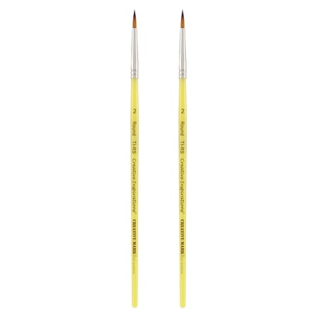 Creative Inspirations Dura-Handle Artist Paint Brush Short Solid Resin Handle Resists Chips & Cracks - Size Round #2 - 2 Pack