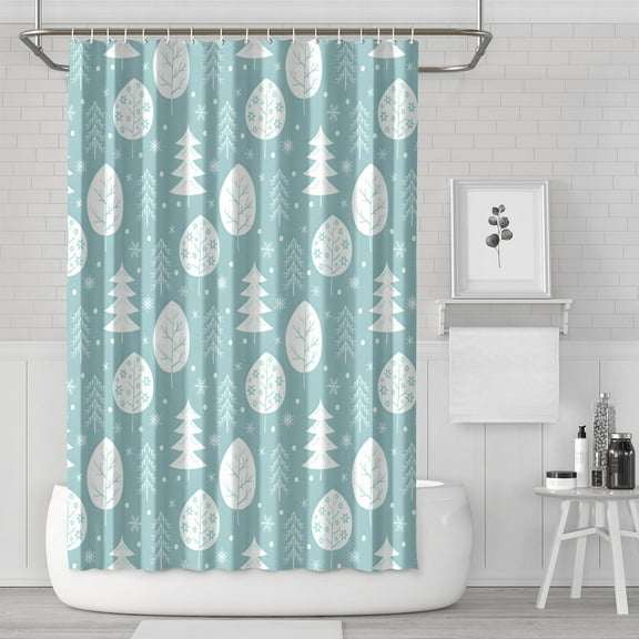 Merry Christmas Shower Curtain for Bathroom Winter Christmas Snowflake Shower Curtains Waterproof Simple Shower Curtain Hooks Included,72x72Inch