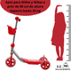 thumbnail image 4 of Scooter para Niños con Canastilla Tres Ruedas de Goma Manubrio Ajustable de 60 a 72 cm Soporta hasta 25 kg - Rojo, 4 of 5