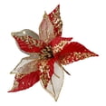 thumbnail image 2 of Dserfhy 11" Christmas Artificial Flowers Glitter Sequins Poinsettia Flower Fabric Fake Flower Picks for Xmas Tree Ornament Wedding Birthday Wreath Decoration, 2 of 8