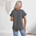 thumbnail image 4 of Weikingp Women's Short Sleeve Shirts，Cute T Shirts Women's Short Sleeve Blouses Cotton Boho Tops for Women Womens Button Up Shirt Womens Basic T Shirts Women's T-shirt Gray S, 4 of 6