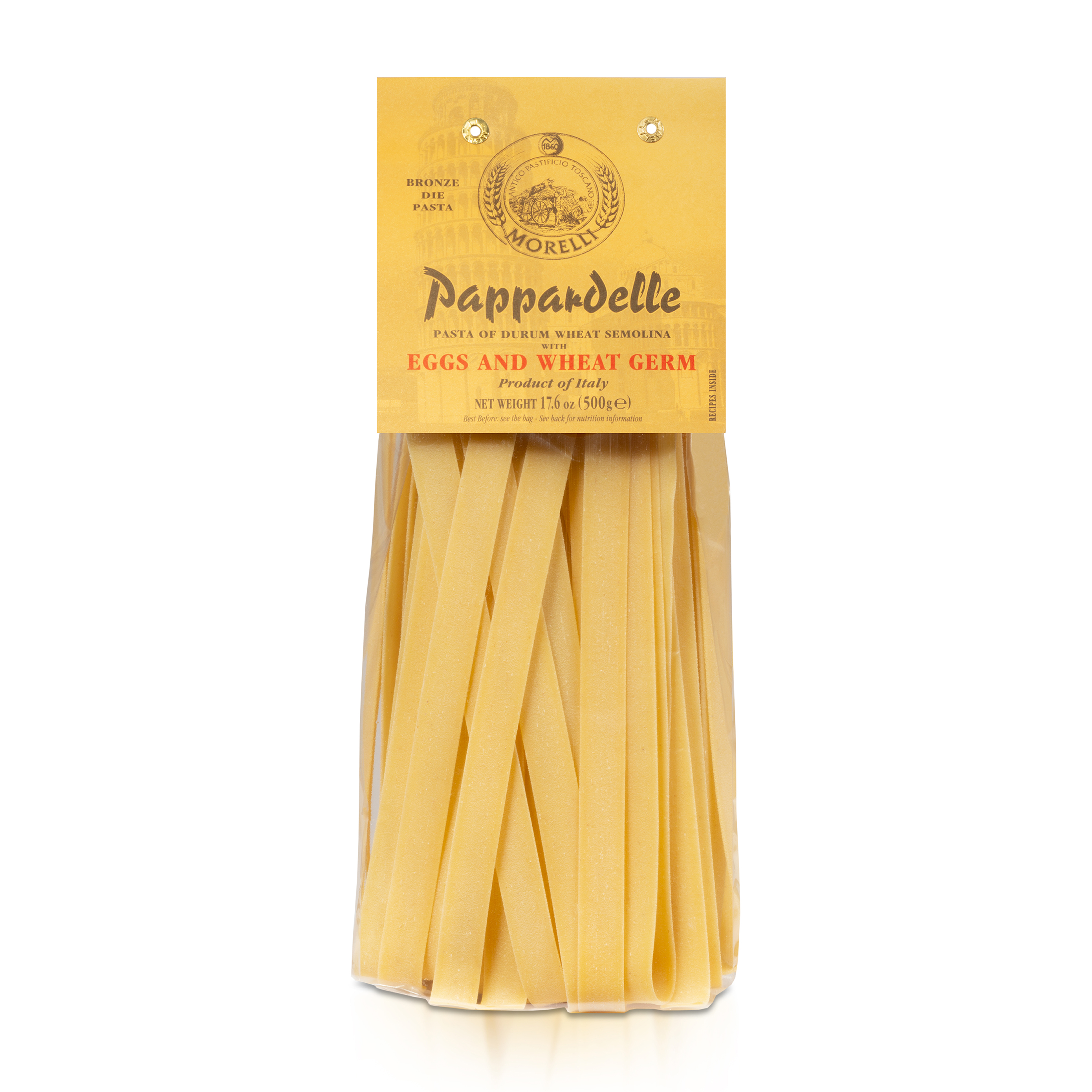 Morelli Pappardelle Pasta with Wheat Germ Imported from Italy, 17.6oz