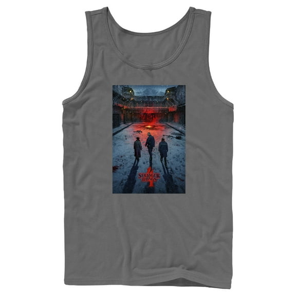 Netflix Men's Stranger Things Winter Rift Russia Poster Tank Top Charcoal Medium